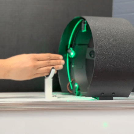 Hand entering 3D scanner